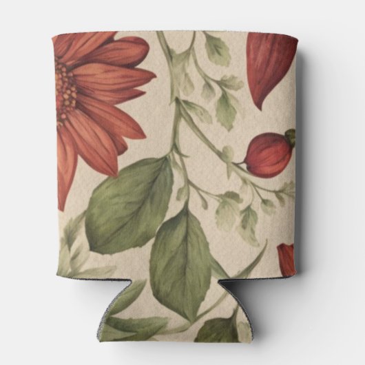 Rustikales Alter Grün & Burgund Rote Flora Herbst Dosenkühler (Rückseite)