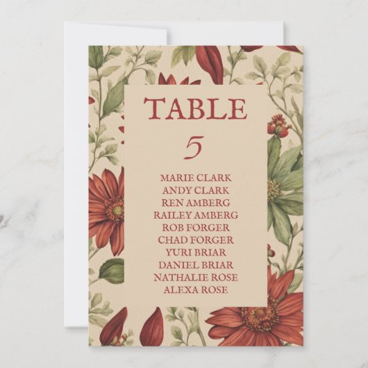 Rustikales Alter Grün & Burgund Rote Flora Herbst Einladung (Vorderseite)