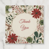 Rustikales Alter Grün & Burgund Rote Flora Herbst Geschenkanhänger (Vorderseite)