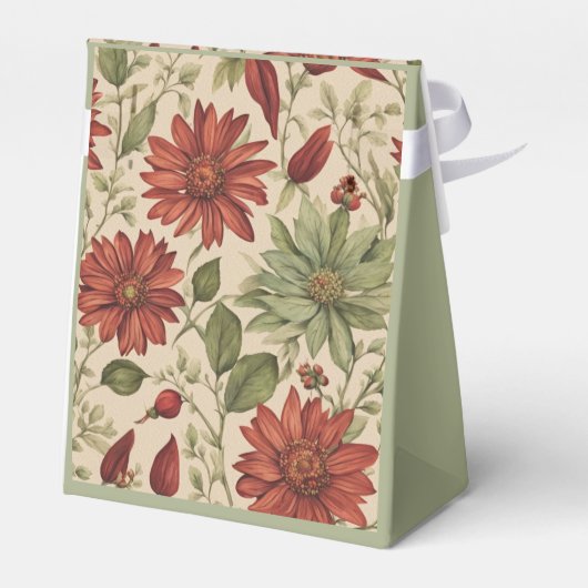 Rustikales Alter Grün & Burgund Rote Flora Herbst Geschenkschachtel (Rückseite)