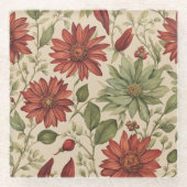 Rustikales Alter Grün & Burgund Rote Flora Herbst Glasuntersetzer (Vorderseite)