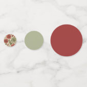 Rustikales Alter Grün & Burgund Rote Flora Herbst Konfetti (Vorderseiten)