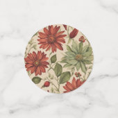 Rustikales Alter Grün & Burgund Rote Flora Herbst Konfetti (Klein Vorderseite)