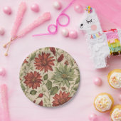 Rustikales Alter Grün & Burgund Rote Flora Herbst Pappteller (Party)