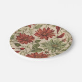 Rustikales Alter Grün & Burgund Rote Flora Herbst Pappteller (Schrägansicht)