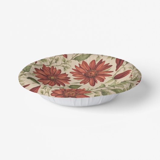 Rustikales Alter Grün & Burgund Rote Flora Herbst Pappteller (Gewinkelt)