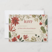 Rustikales Alter Grün & Burgund Rote Flora Herbst RSVP Karte (Vorderseite)