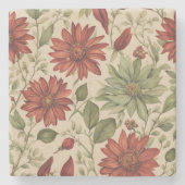 Rustikales Alter Grün & Burgund Rote Flora Herbst Steinuntersetzer (Vorderseite)