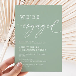 Rustikales Alter Grün Wir sind Verlobte Engagement Einladung