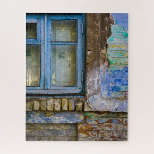 Rustikales altes Backstein-Holzhausfenster Puzzle
