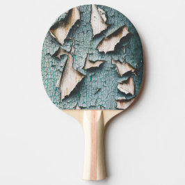 Rustikales, altes, hellblaues Peeling aus Holz Tischtennis Schläger