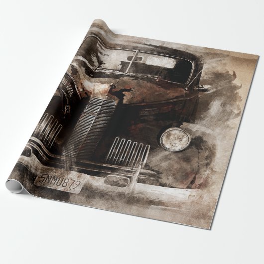 Rustikales altes Jahrgangsauto Geschenkpapier (Ungerollt)
