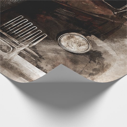 Rustikales altes Jahrgangsauto Geschenkpapier (Ecke)