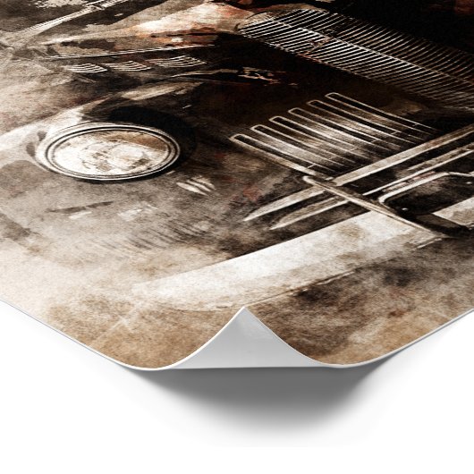 Rustikales altes Jahrgangsauto Poster (Ecke)