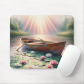 Rustikales altes Rowboat in Water Lilies Mousepad (Mit Mouse)