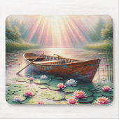 Rustikales altes Rowboat in Water Lilies Mousepad (Vorne)