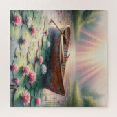 Rustikales altes Rowboat in Water Lilies Puzzle (Horizontal)