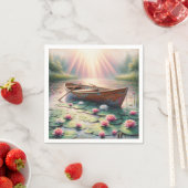 Rustikales altes Rowboat in Water Lilies Serviette (Beispiel)