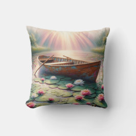 Rustikales altes Rowboat in Water Lilys Kissen