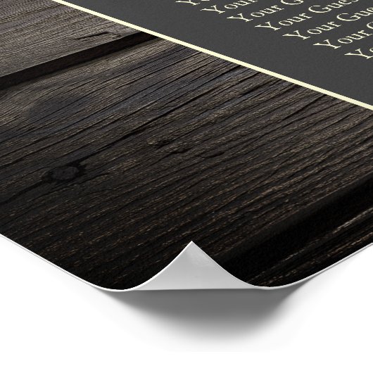 Rustikales altes Stallholz-Hochzeitstabelle Poster (Ecke)