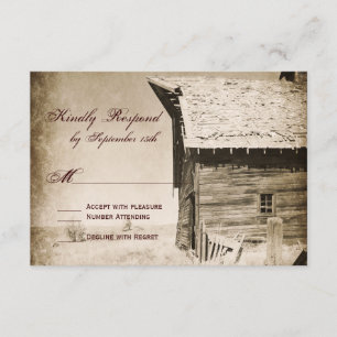 Rustikales altes Stallland Hochzeitskarten RSVP Karte