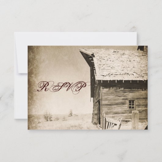 Rustikales altes Stallland Hochzeitskarten RSVP Karte (Rückseite)