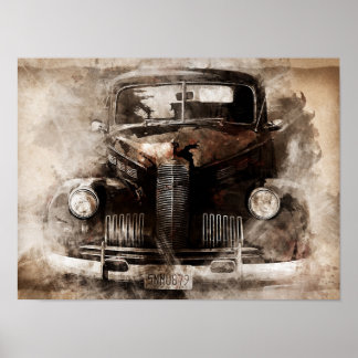 Rustikales altes Vintage-Auto Poster