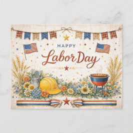 Rustikales Amerika Frohen Tag der Arbeit Feiertagspostkarte