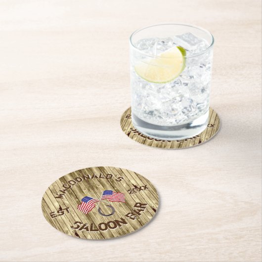 Rustikales amerikanisches Saal-Bar Runder Pappuntersetzer (Vor Ort)