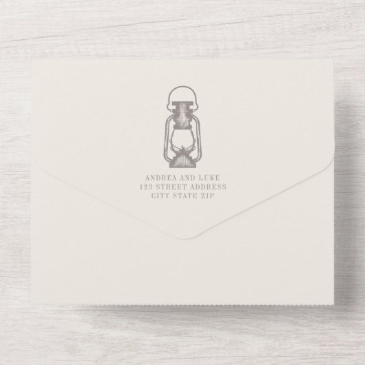 Rustikales Amethyst Lantern QR Code UAWG All In One Einladung (Rückseite)