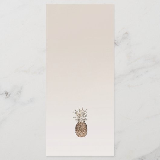 Rustikales Ananas tropisches hawaiianisches Hochze Menükarte (Rückseite)