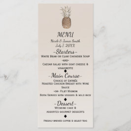 Rustikales Ananas tropisches hawaiianisches Hochze Menükarte