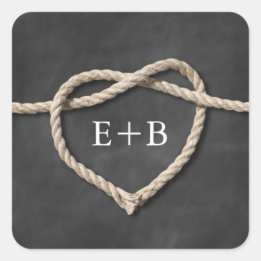 Rustikales Anbinden des Knotenklebers Quadratischer Aufkleber (Vorderseite)