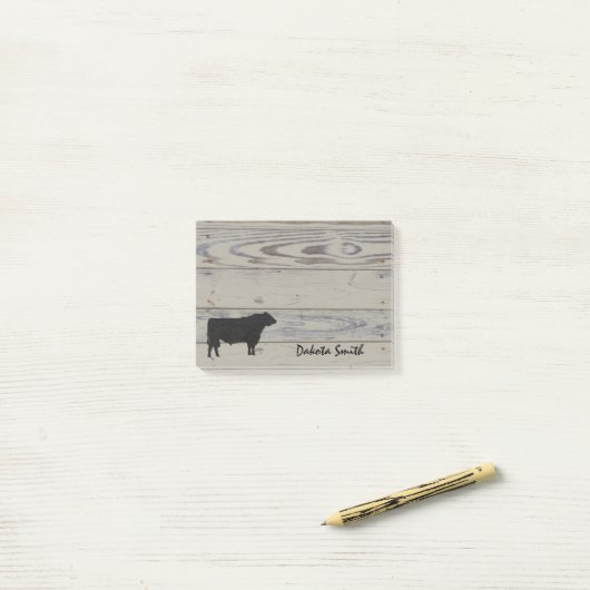 Rustikales Angus Bull Silouette Wasserfarbe Post-it Klebezettel (Auf Schreibtisch)