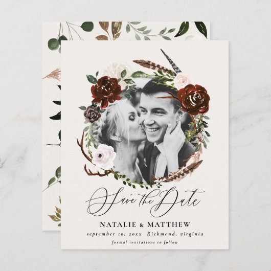 rustikales Ankündigung Datum freihalten (Vorne/Hinten)