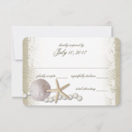 Rustikales Ansprechen von Strand und Perlen RSVP Karte