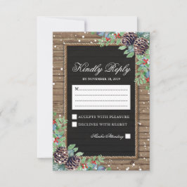 Rustikales Ansprechen | Weihnachts-Winter-Hochzeit RSVP Karte
