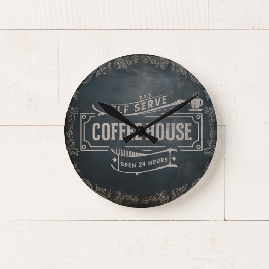 Rustikales antikes Bar aus Schwarz und Braun Runde Wanduhr