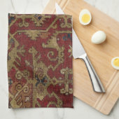 Rustikales antikes orientalisch-persisches Rotes M Geschirrtuch (Viertel Falte)