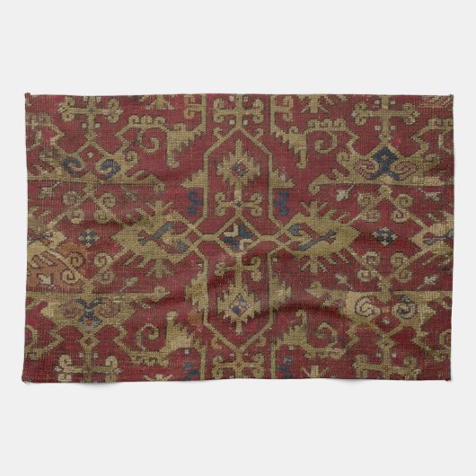 Rustikales antikes orientalisch-persisches Rotes M Geschirrtuch (Horizontal)