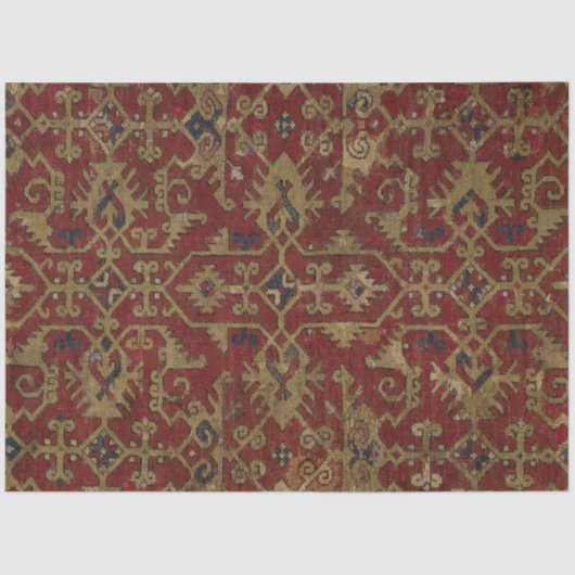 Rustikales antikes orientalisch-persisches Rotes M Seidenpapier (Vorderseite)