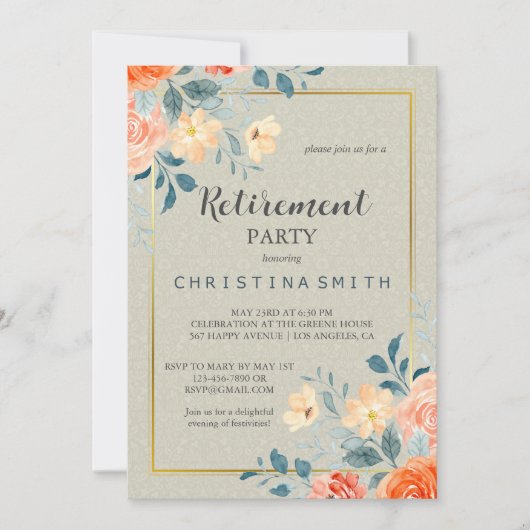 Rustikales antikes Party für Blumenbeete Einladung (Vorderseite)