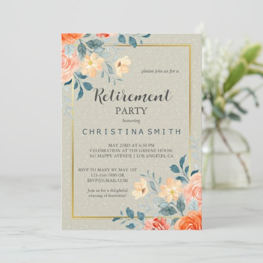 Rustikales antikes Party für Blumenbeete Einladung (Stehend Vorderseite)