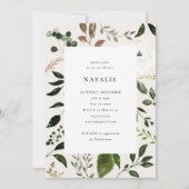 Rustikales Antler- und Blattvirtuelles Brautparty Save The Date (Rückseite)