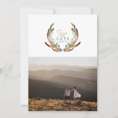 Rustikales Antler Watercolor-Save the Date Foto Einladung (Vorderseite)