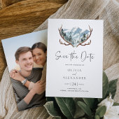 Rustikales Antlers Mountain Foto Hochzeit Save The Date