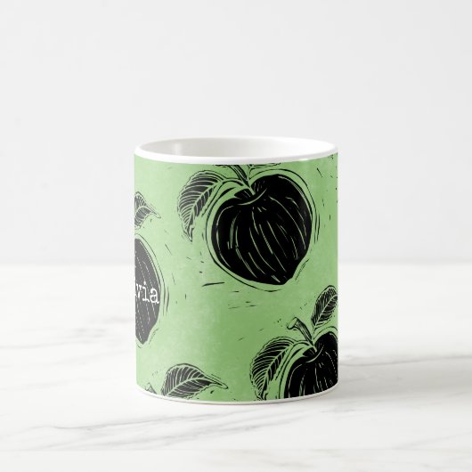 Rustikales Apfelmuster Holzschnitt Kaffeetasse (Mittel)
