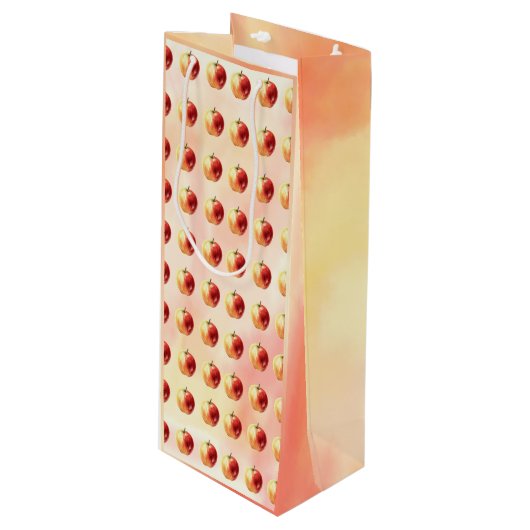 Rustikales Apple Muster Geschenktasche Geschenktüte Für Weinflaschen (Vorderseite Schrägansicht)