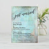 Rustikales Aqua Just Married Post-Hochzeit-Feier Einladung (Stehend Vorderseite)