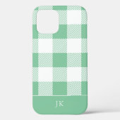 Rustikales Aqua Kariert Pattern Monogramm Case-Mate iPhone Hülle (Rückseite)